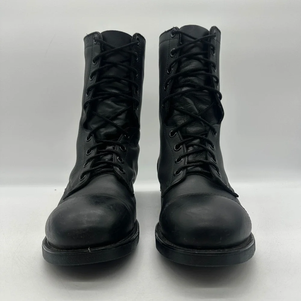 Vintage US Military Size 9. R January 1990 Capped Toe Black Leather Combat Boots
